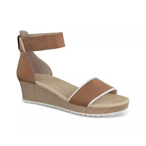 NIB Paul Green Lexus Ankle Strap Wedge Sandal in Sisal Nubuck